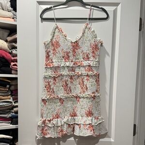 Zara Floral Smocked Dress Medium
